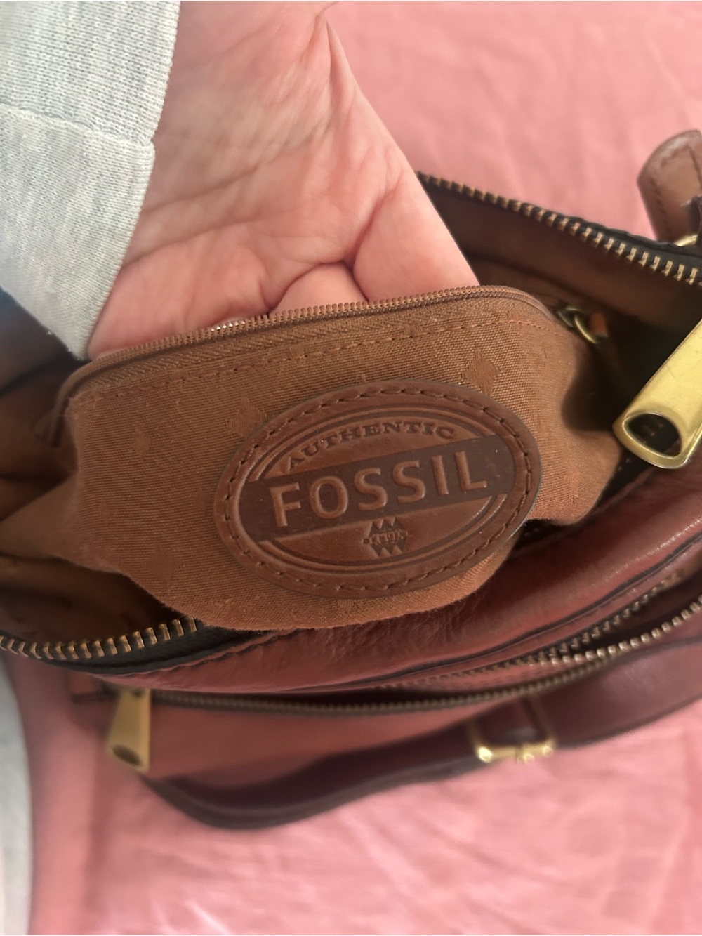 Vintage Fossil Brown Leather Crossbody Bag - Picture 10 of 12